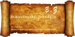 Bukovinszki Zoltán névjegykártya